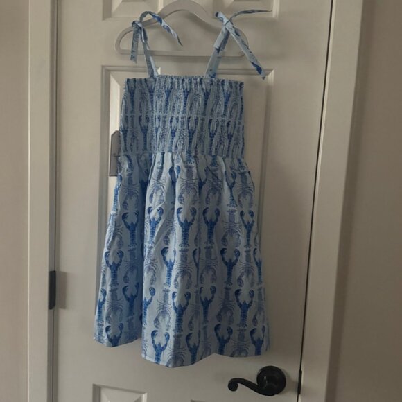 New Classic Prep Blue Hadley Dress Gingham Lobsters Print Smocked Dress Size 10 - Picture 8 of 12